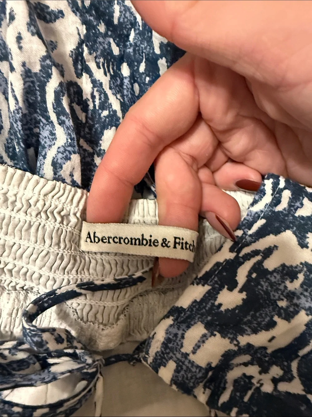 Abercrombie & Fitch Navy and White Printed Maxi Dress
